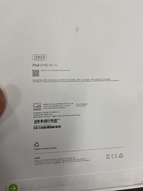 Photo 1 of ***** SEAL BY COMPANY******Apple iPad 11-inch: A16 chip, 11-inch Model, Liquid Retina Display, 128GB, Wi-Fi 6, 12MP Front/12MP Back Camera, Touch ID, All-Day Battery Life — Blue