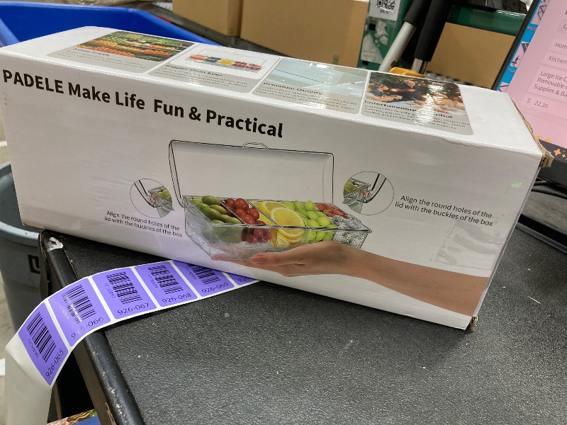 Photo 1 of ***The top lid is cracked***Large Ice Chilled Condiment Caddy?Chilled Condiment Containers Server with Lids for 5 Removable Compartments (2.5 cup)?Serving Platters, Fruit & Garnish Tray for Party Supplies & Bar Accessories***The top lid is cracked***