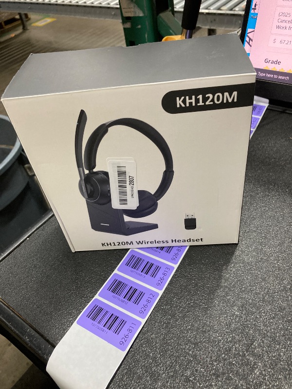 Photo 1 of (2025 Upgraded) Wireless Headset with Mic for Work, Bluetooth Headset with Noise Canceling Microphone with Dongle, Charging Base & Mic Mute, Wireless Headphones for Work from Home/PC/Computer