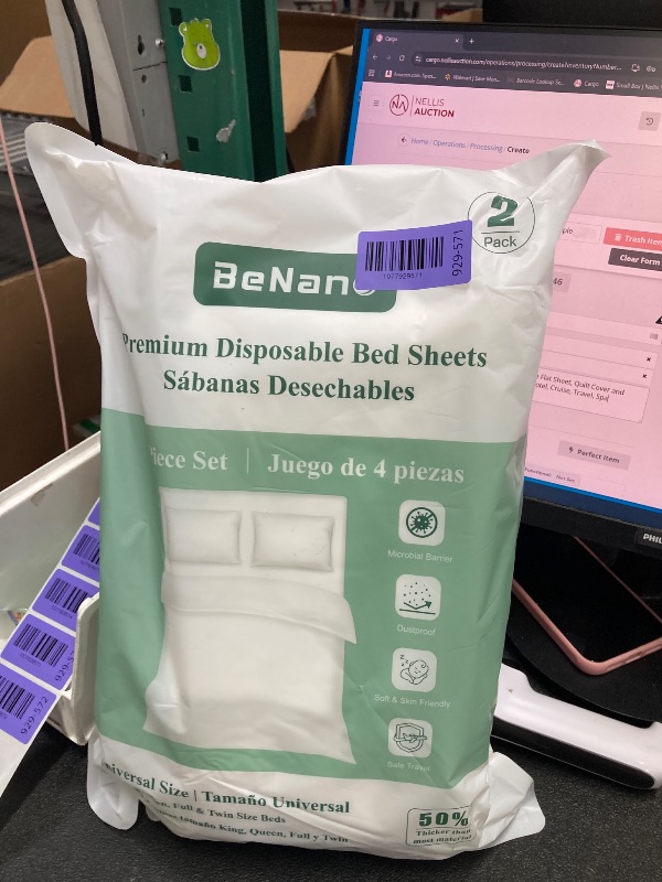 Photo 1 of (2 Pack) 4 PCS Disposable Bedding Set for Travel, Disposable Flat Sheet, Quilt Cover and Pillowcase, Universal Size Fits Twins, Full, Queen, King. for Hotel, Cruise, Travel, Spa