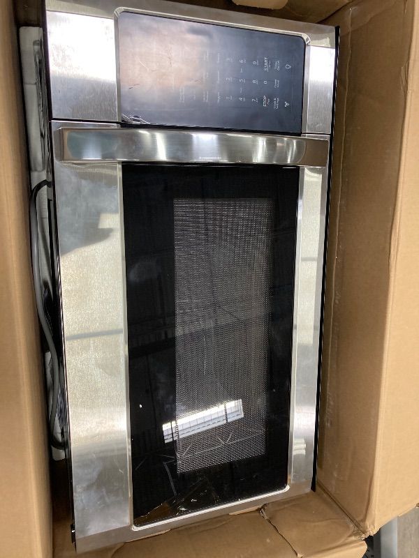 Photo 1 of **LARGE DENT ON SIDE BY DOOR HINGE***BLACK+DECKER Over the Range Microwave Oven with Air Fryer, Convection, and Bake Modes, 1.5 cu.ft., Stainless Steel, 900 Watts, EC942K6CE-SS