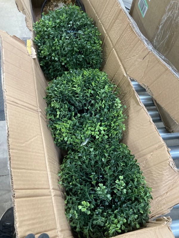 Photo 1 of ***DAMAGE POT -SELLING AS IS *** Nearly Natural 36in Artificial Triple Ball Boxwood Topiary Tree - Indoor Outdoor Realistic Faux Greenery for Home Patio Office Decor, Low Maintenance