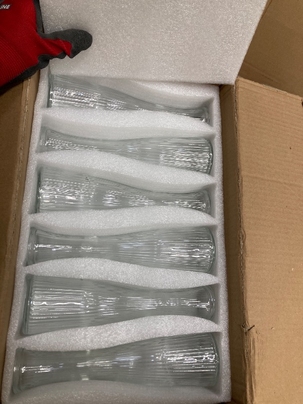 Photo 1 of 12 PCS Glass Bud Vases in Bulk, 8.5” Tall Clear Ribbed Flower Vases for Centerpieces, Textured Minimalist Small Vases for Flower, Home Office Wedding Table Decorations