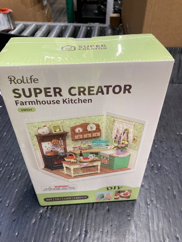 Photo 1 of ?ROBOTIME Super Creator Kits, Plastic Mini House, Expandable Plastic Craft, DIY Miniature House Kit with LED for Adults, Building Set for Creative Play Unique Hobby Gift (Farmhouse Kitchen)