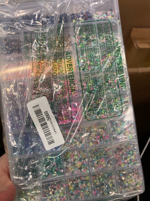 Photo 1 of ***clasps broken thus beads mixed up***40000+Pcs Resin Jelly Rhinestones for Bedazzling, 3mm Multicolor Flat Back Gems Bedazzler Kit with 3Pcs 10ml B7000 Jewelry Glue, Colorful Bulk Jewels for Book Shoes Crafts Tumblers Nail Art DIY***clasps broken thus b
