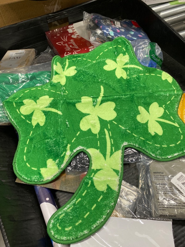 Photo 1 of ***Photo and description for reference purposes only***Moutina St Patricks Day Shamrock Bathroom Rug 24x24 Inch, Spring Soft and Absorbent Tufted Shamrock Bath Mat Non Slip Washable, St Patricks Day Bathroom Decor Rug Lucky Green Decorations