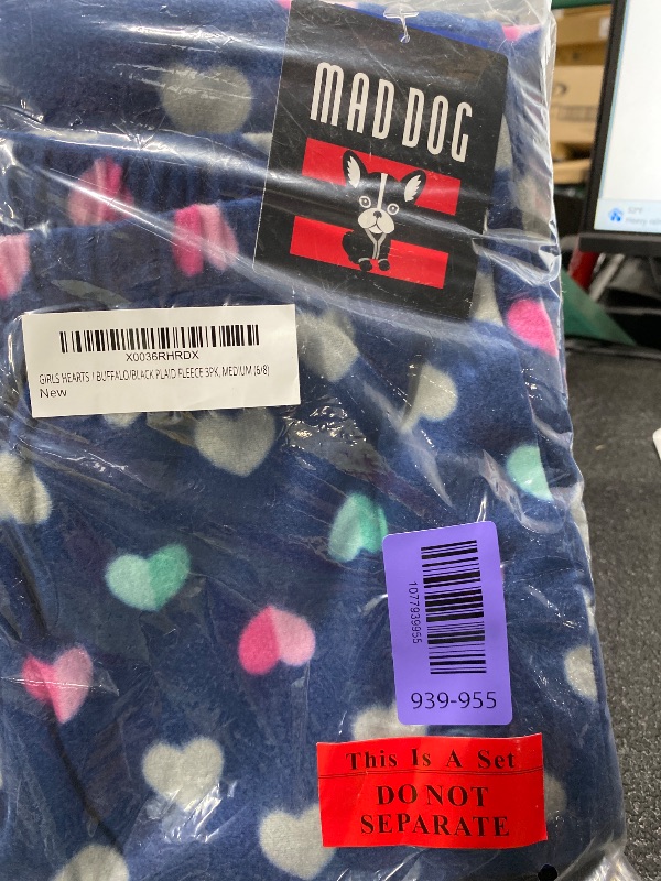 Photo 1 of ***Photo and description for reference purposes only***Mad Dog Girl's Pajama Pants - 2/3 Pack, Soft Micro Fleece Fashion Sleepwear Lounge. Sizes: 6-16, 2 Pack, 6-8, Pink Bow&Butterfly/Pink Stars