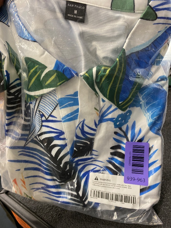 Photo 1 of ***Photo and description for reference only***Novelty Hawaiian Polo Shirts for Men Summer Retro Beach Short Sleeve Collared Button Placket Quick Dry Lightweight Relaxed Fit Shirt M