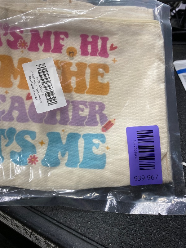 Photo 1 of ***Photo and description for reference only***Y1tvei Teacher Canvas Tote Bag - 2Pcs Funny Canvas Makeup Bag Set, Rainbow Tote Bag, Foldable Reusable Grocery Folding Shopping Bag, Teacher Appreciation Gifts