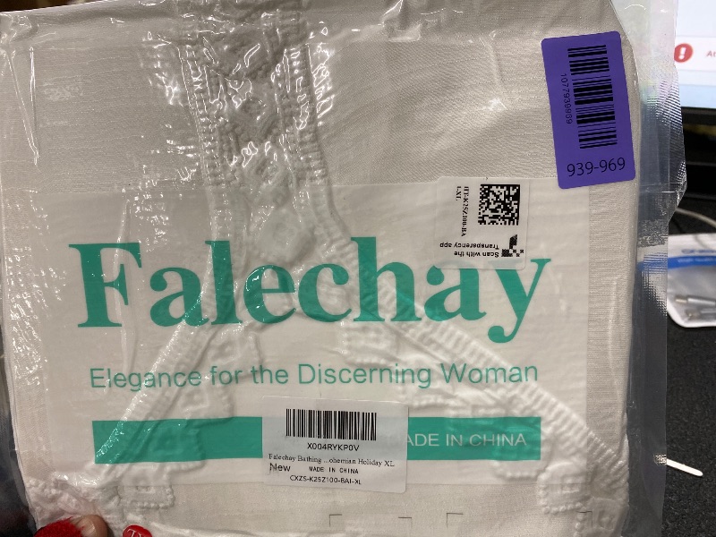 Photo 1 of ***Photo and description for reference only***Falechay Bathing Suit Cover Up for Women Swim Coverup Beachwear Dress White Summer Long Sleeve Lace Patchwork Ladies Trendy Wavon Bohemian Holiday XL