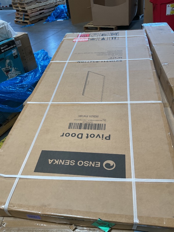 Photo 1 of ** FACTORY SEALED ** ENSO SENKA 32.8-34" W x 72" H Frameless Pivot Shower Door, 1/4" (6mm) Clear SGCC Tempered Glass with Easy-Clean Coating, Hinged Swing Shower Door, Brushed Nickel