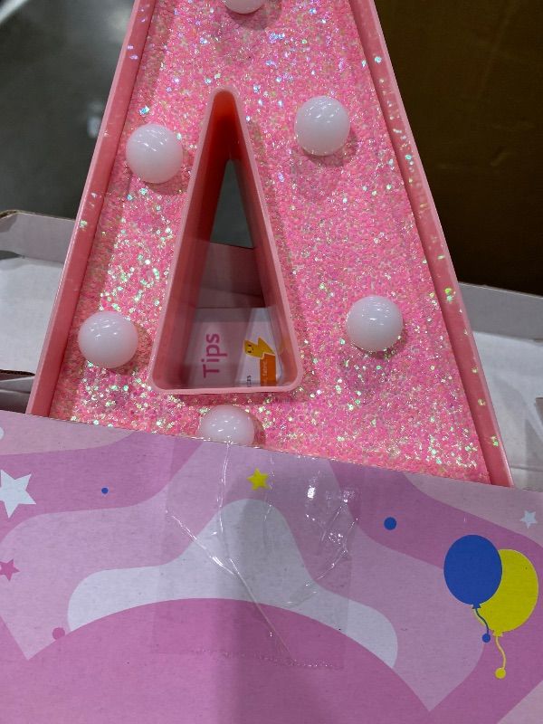 View 3 of [SOME LIGHTS DON'T WORK] EUFONY Pink Marquee Letter A Light