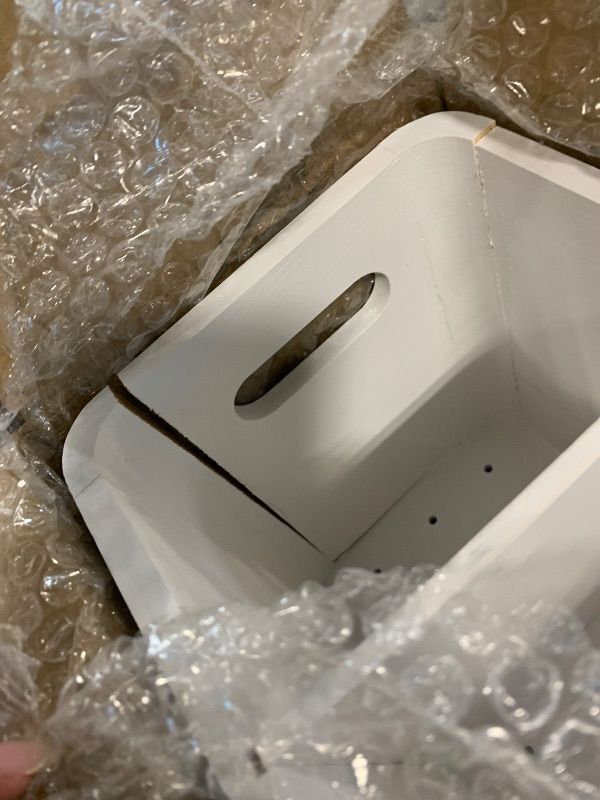 View 3 of ***BROKEN*** White Wooden Utensil Holder for Counter or Countertop - Extra Large 4 Compartment Wood Utensil Organizer, Painted Spatula Holder, Silverware Crock, Kitchen Utensil Storage