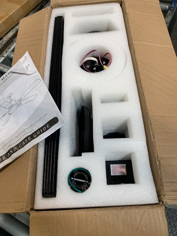 Photo 1 of ***BROKEN, SOLD FOR PARTS*** Obabala Black Ceiling Fan No Light, 52 in Outdoor Flush Mount Ceiling Fans with Remote Control without Light, 5 Blades, 6 Speed Reversible DC Motor Modern for Patios, Garage, Bedroom, Porch