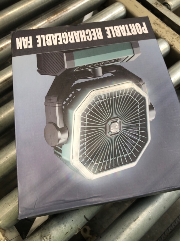 Photo 1 of ***BROKEN, SOLD FOR PARTS*** Battery Powered Fan - 9-Inch Rechargeable Fan Portable, 24000mAh(60Hrs) Camping Fans for Tent, Auto Oscillation Cordless, Tent Fans for Camping with Remote/light, 4 Speeds, 4 Timing, Outdoor