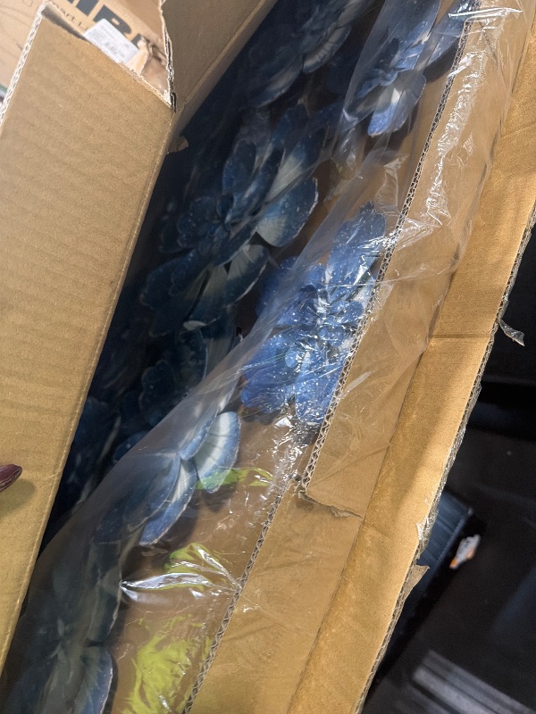 Photo 1 of [Edges are worn-out ] Deco 79 Metal Floral Home Wall Decor Wall Sculpture, Wall Art 46" x 3" x 26", Blue