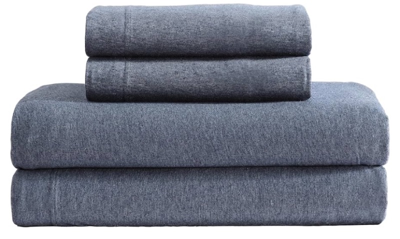 Photo 1 of ***SIMILAR IMAGEN*** Calvin Klein - King Size Sheets Set, Naturally Soft Cotton-Blend Melange Jersey Bedding - Bed Sheets with Matching Pillowcases & Fitted Sheet (Modern Cotton Dark Blue)