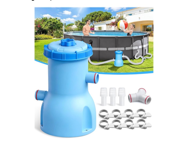Photo 1 of ***SIMILAR IMAGEN*** Standard Series Above Ground Pool Filter Pump - 800 GPH Flow Rate | Rapid Circulation & Micro-Debris Filtration, Pool Cartridge Filter Pump System - Keep Water Crystal Clean & Clear-Deep Blue
