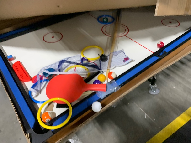 Photo 1 of ***LOOSE PARTS IN BOX*** Seydrey 4 in 1 Multi Game Table, Folding Portable Billiards Game Table Set with Ping Pong, Hockey, Pool, and Ringtoss, for Indoor, Game Room, Office