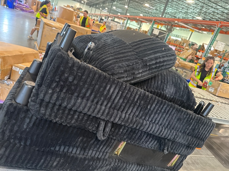 Photo 1 of **MIGHT NOT BE EXACT BUT CLOSER VERSION TO IT ** Antetek Single Chair and Ottoman Set, Modern Comfy Corduroy Cloud Fluffy Chaise Lounge Chair with Storage Ottoman & Wooden Side Table & USB Charging Ports for Living Room Bedroom Reading Room, Black
