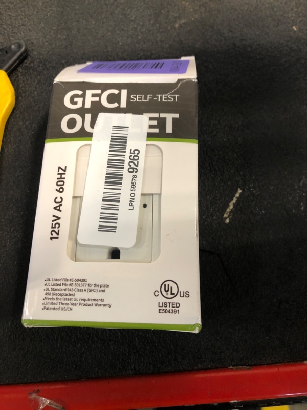 View 2 of 1-Pack 15 Amp GFI Electrical GFCI Outlet Self-Test Tamper Resistant (TR) Weather Resistant (WR) Ground Fault Receptacle with LED Indicator UL Listed Standard Wall Plate Included White