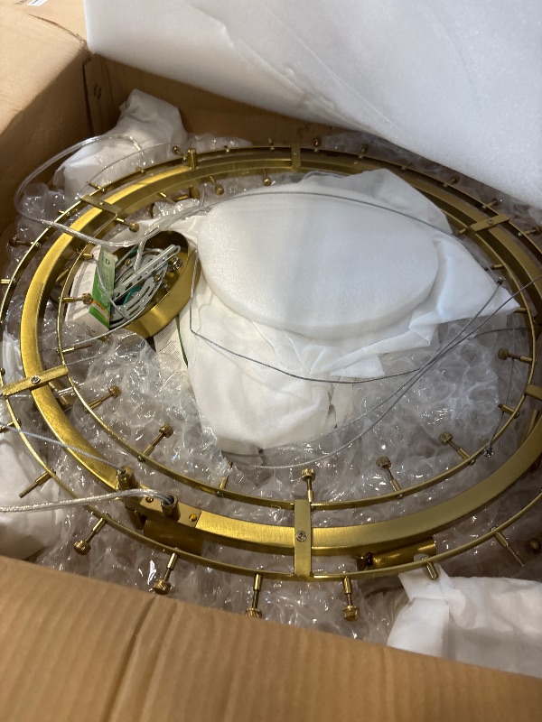 View 3 of * SEE CLERK NOTES * SNZ 24in Alabaster Chandelier - Modern Round Chandelier