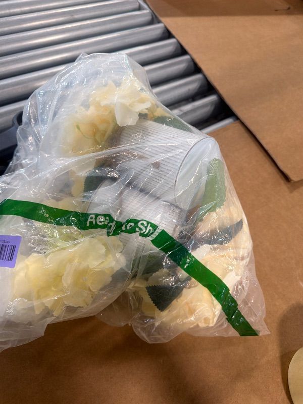 View 3 of ***SIMILAR ITEM*** Solsew Artificial Peonies Flower Bouquet with Galvanized Metal Pot (White)