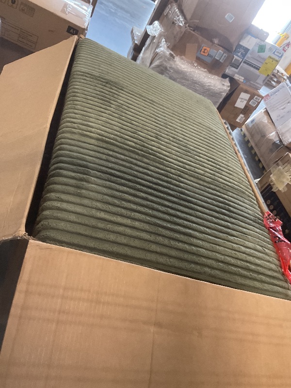 View 2 of ***SIMILAR ITEM***
40" Oversized Square Corduroy Ottoman, Large Ottoman Pouf Footstool, Green