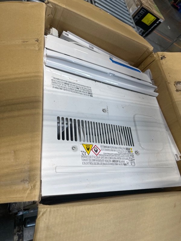 Photo 1 of [Item Damaged] Midea 8,000 BTU Smart Inverter Air Conditioner Window Unit with Heat and Dehumidifier – Cools up to 350 Sq. Ft., Energy Star Rated, Quiet Operation, Electronic Controls, Remote Control, White