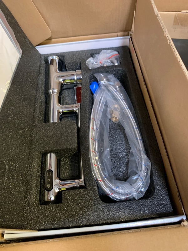 Photo 1 of Lefton Rotatable Bathroom Faucet with Temperature Display in Fahrenheit (Batteries-Free), 3 Water Modes, Chrome, BF2204-1