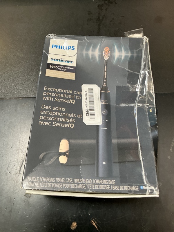 Photo 1 of Philips Sonicare DiamondClean 9900 Prestige Electric Toothbrush - with SenseIQ Technology and Advanced AI App, 5 Brushing Modes, 3 Intensity Levels, Charging Travel Case,Midnight Blue, Model HX9990/12