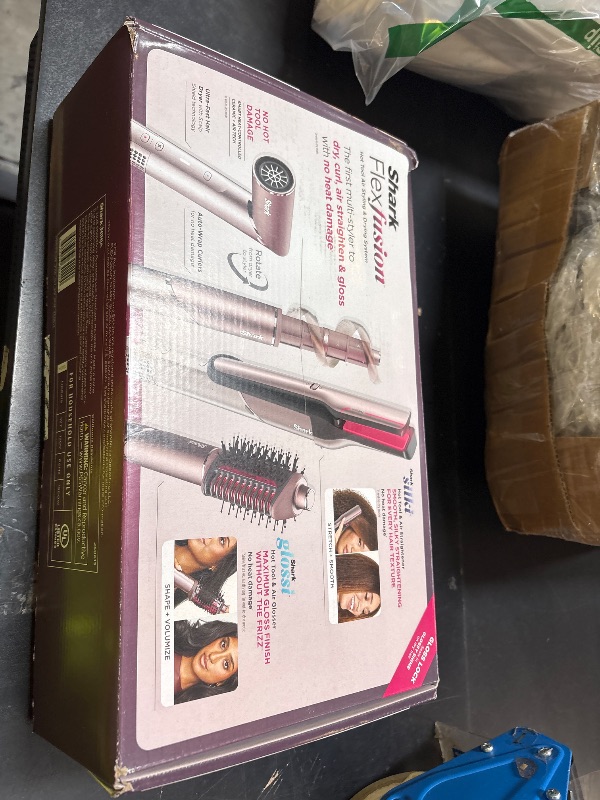 Photo 1 of Shark FlexFusion Hair Straightener & Powerful Hair Dryer with Fusion Hair Brush, Ceramic Air Styler with Auto-Wrap Curlers & Concentrator, Ceramic Plates, Cosmic Blush HD641S