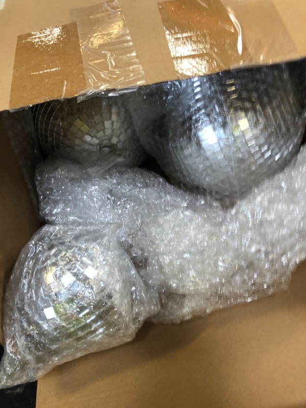 Photo 1 of Haull 8 PCS Disco Ball Set - 8", 6", 4" Silver