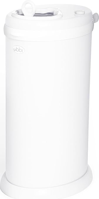 View 2 of Ubbi Stainless Steel Diaper Pail, No Special Bags, Odor-Locking, White