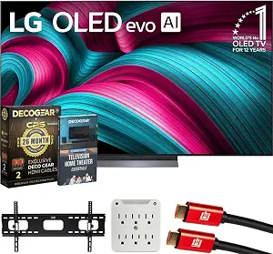 Photo 1 of LG 77" C5 OLED evo 4K UHD Smart webOS TV (2025) Bundle with CPS Exclusive 26 Month Protection, 2X HDMI Cable, Wall Mount, 6-Outlet Surge Adapter & Deco Gear Complete Home Theater Beginner's Guidebook