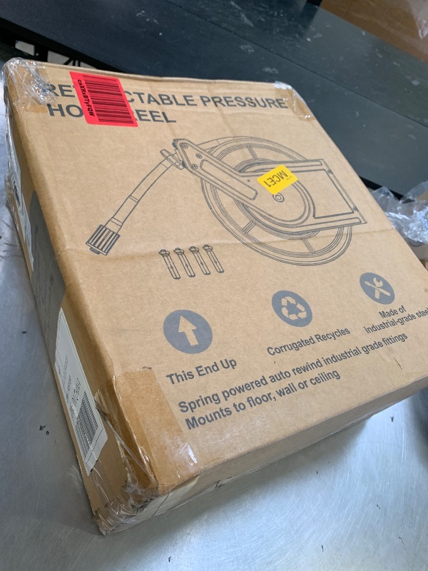 Photo 1 of M MINGLE 1/4"×60ft Retractable Pressure Washer Hose Reel, 3600 PSI