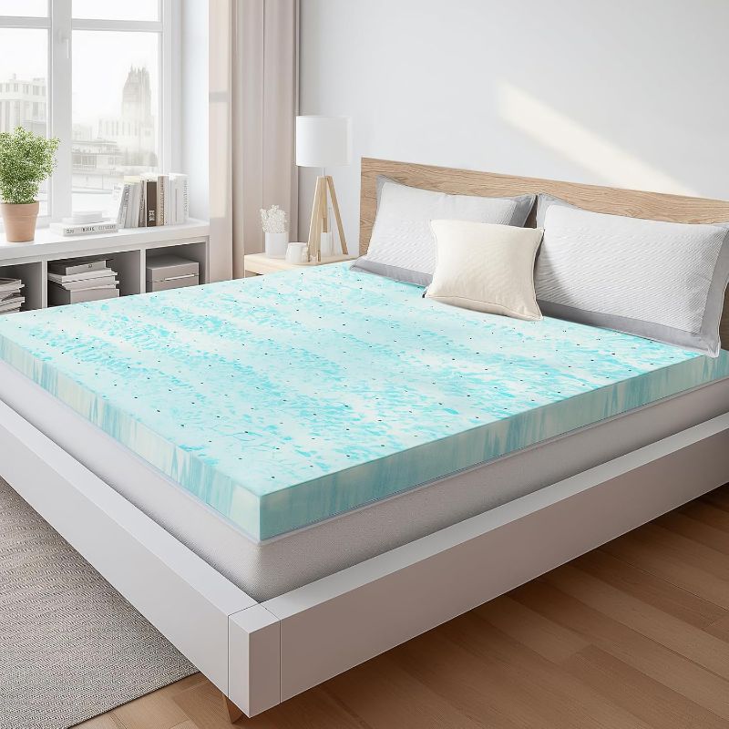 Photo 1 of Sweetcrispy Queen Mattress Topper, Memory Foam 3 Inch, Cooling Pad | Gel Infused Support, Breathable Design, Pressure Relief, Sleeper Sofa, RV Camper Use