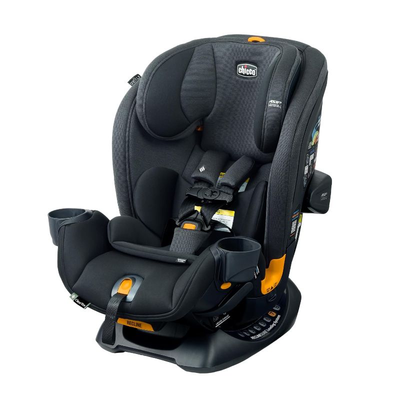 Photo 1 of Chicco OneFit LX ClearTex All-in-One Booster Car Seat, LeverLock | Ebony/Black, convertible car seat, rear-facing 5-40 lbs, toddler car seat 26.5-65 lbs, booster 40-100 lbs, GREENGUARD Gold