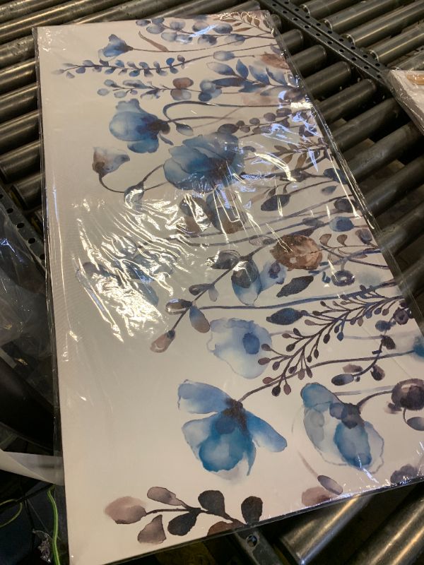 Photo 1 of VEAEE Floral Wall Art, Abstract Indigo Flowers Canvas Pictures, Living Room Wall Decor, Modern Landscape Painting, Botanical Grass Artwork for Bedroom Bathroom Kitchen Office Wall Decor 20"x 40"