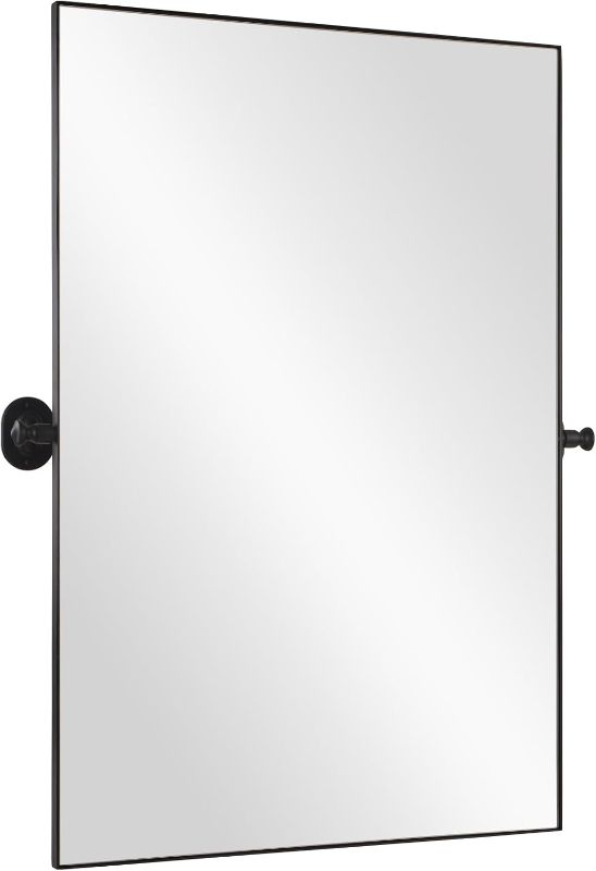 Photo 1 of Black Pivot Mirror 30"×40" Tilting Bathroom Mirror Square Rectangle Vanity Mirrors for Wall with Stainless Steel Frame