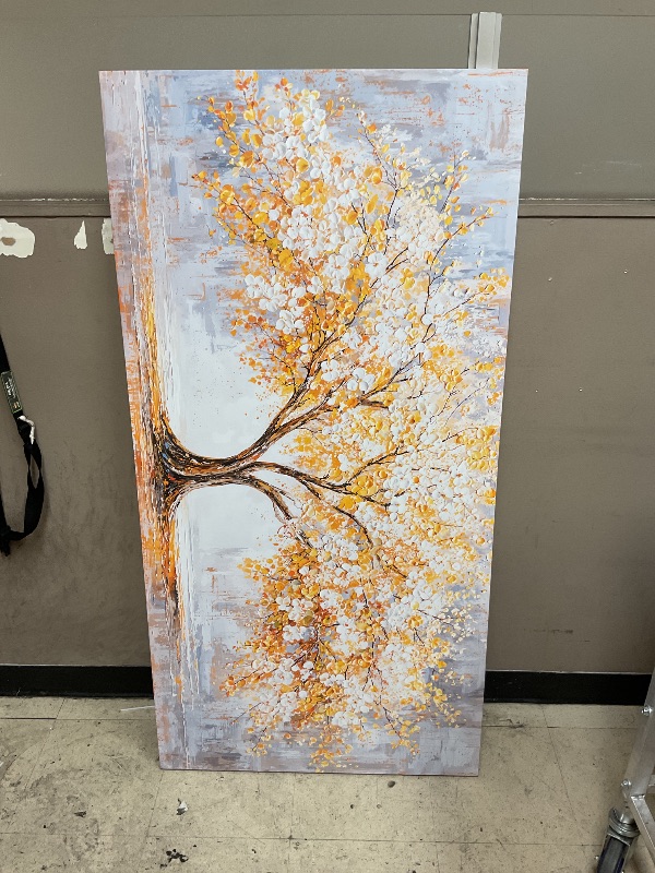 Photo 1 of Large Tree With Orange and White Leaves, Large Wall Art for Living Room