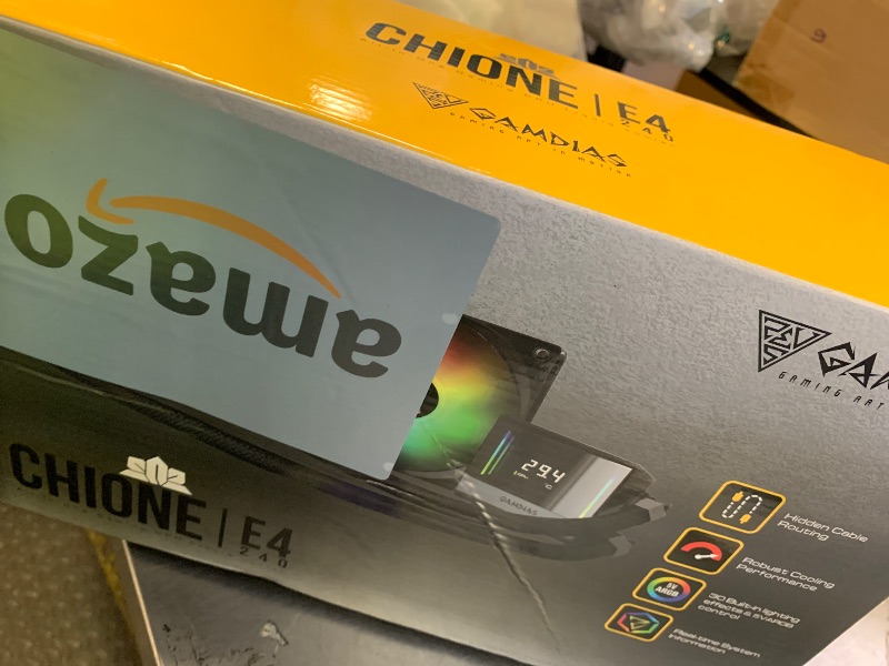 Photo 1 of GAMDIAS CHIONE E4 240mm AIO Liquid CPU Cooler, Real-Time Digital Display Patented PWM Pump, 2 x 120mm Easy Cable Management Daisy Chained Fans w/ARGB Sync, Intel LGA 1851/1700/1200?AMD AM5/AM4, Black