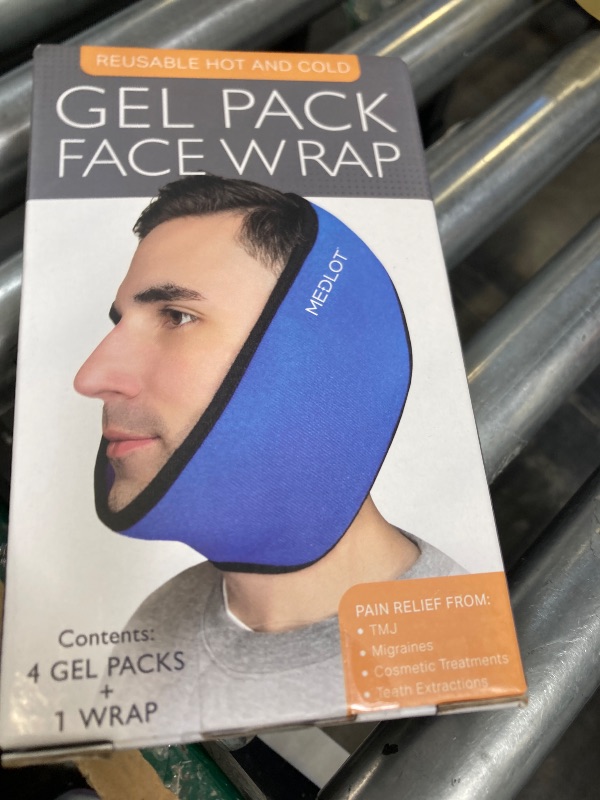 Photo 1 of LotFancy Face Ice Pack Wrap for TMJ, Wisdom Teeth, with 4 Reusable Hot Cold Therapy Gel Packs, Pain Relief for Head, Oral and Facial Surgery, Dental Implants, Blue