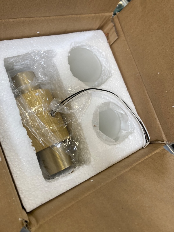 Photo 1 of BYOLIIMA Gold Knurled Texture Wall Sconce Frosted Glass Shade Modern Bathroom Vanity Light Fixtures 2-Lights Mid Century Wall Light for Mirror Living Room Hallway E26 T10 Bulbs(Excluded)