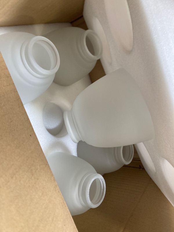 Photo 1 of Eietonte 5 Pack White Frosted Glass Shade Replacements, Ceiling Fan Light Covers Glass Globes Lampshades for Chandelier, 4.92"High, 4.72"Diameter, 1.65 "Fitter, Bell Shaped Glass Shades for Vanity