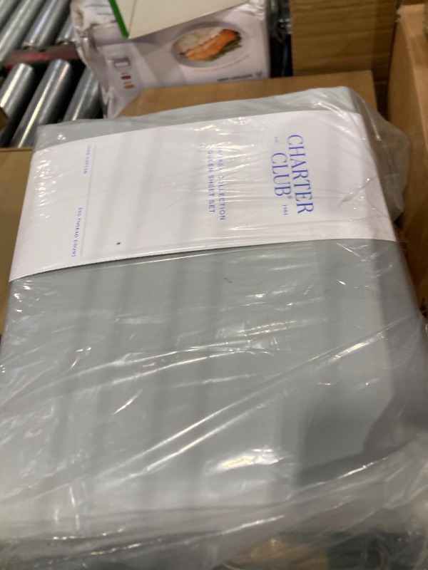 Photo 1 of Charter Club Damask Solid 550 Thread Count Supima Cotton 4 Piece Queen Sheet Set Smoke