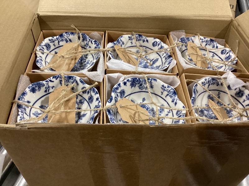 Photo 1 of SiliFine 48 Pcs Wedding Favors for Guests Small Ceramic Bowl Bulk Gifts Set 3.3 Inch Floral Design Mini Dipping Sauce Dish with Card Box for Bridal Pooja Baby Shower Birthday (Flower,Blue)
