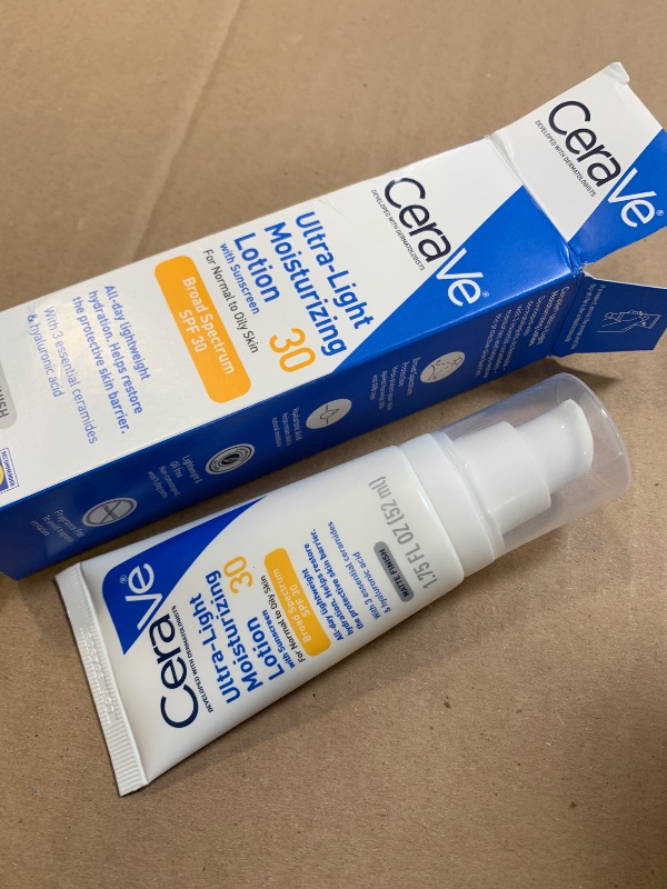 Photo 1 of CeraVe Ultra-Light Moisturizing Lotion With SPF 30, Daily Face Moisturizer with SPF, Formulated with Hyaluronic Acid & Ceramides, Broad Spectrum SPF, Oil Free, Matte Finish, 1.7 Ounce
