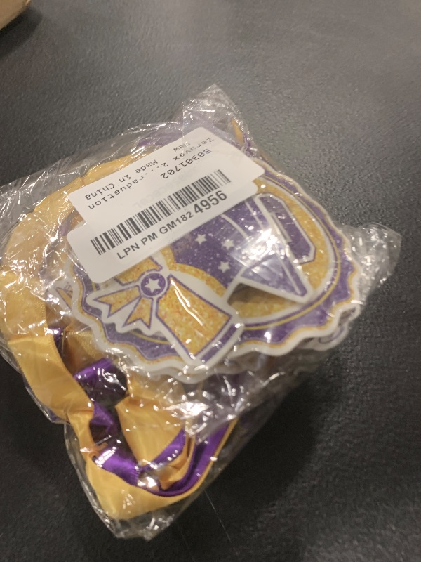 Photo 1 of Zeruvex 2026 Purple Gold Graduation Leis Decorations with Pins, Class of 2026 Grad Embroidery Patches Party Supplies for High School College Graduation