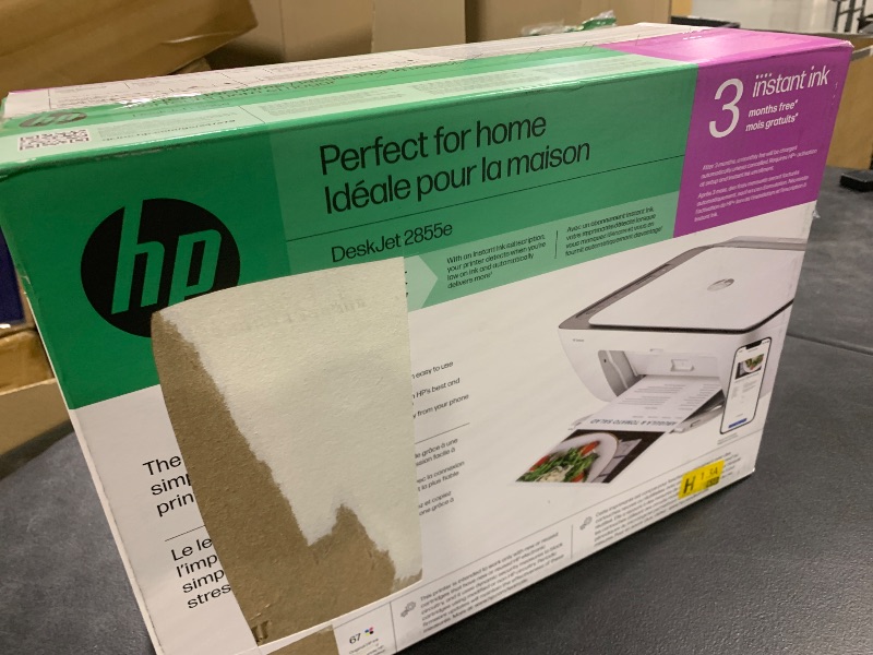 Photo 1 of HP DeskJet 2855e Wireless All-in-One Color Inkjet Printer, Scanner, Copier, Best-for-home, 3 month Instant Ink trial included. This printer is only 2.4 ghz capable. (588S5A)
